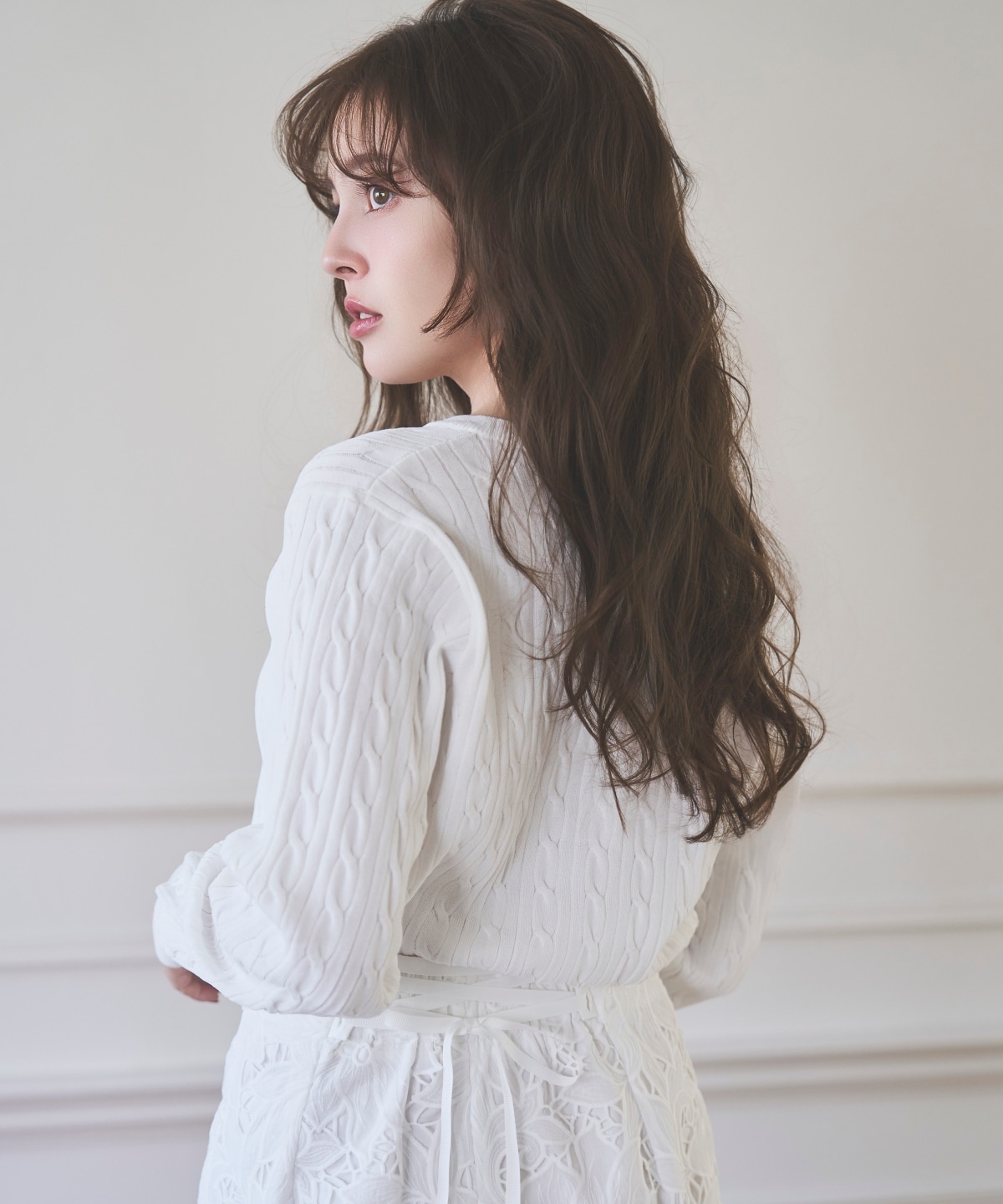 【3/6(Fri)発売】キーネックケーブルニットカーディガン