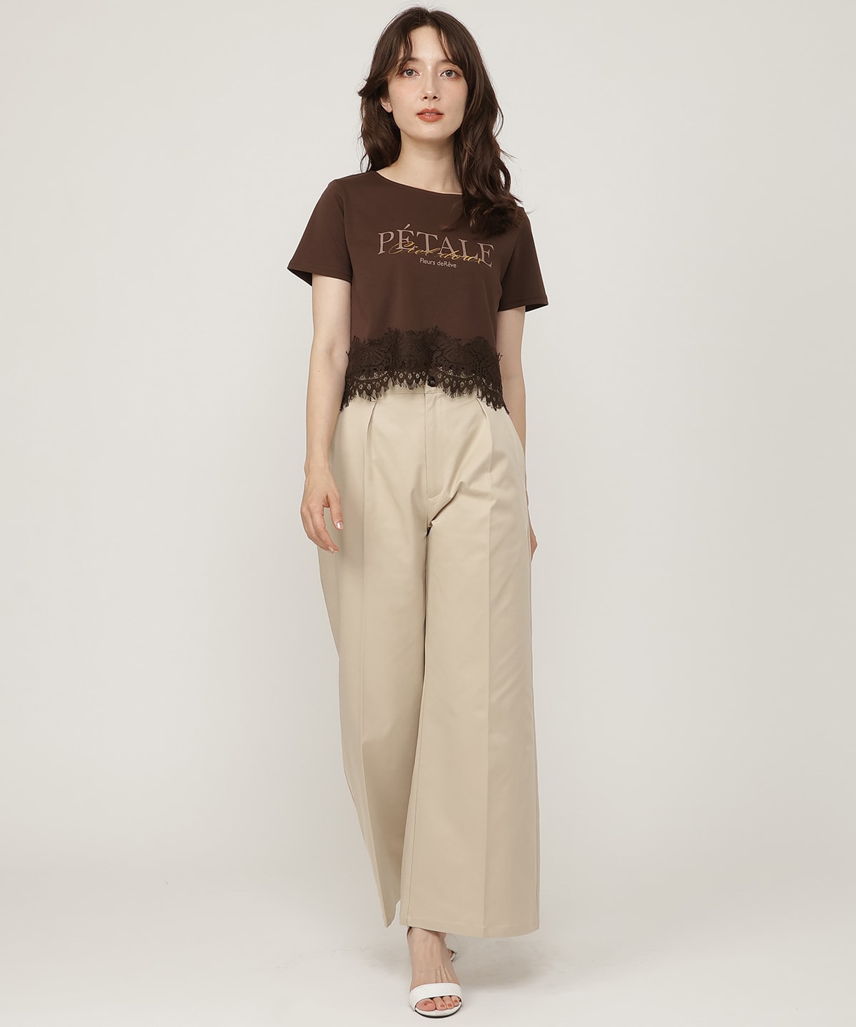 すそレースロゴプリントTシャツ