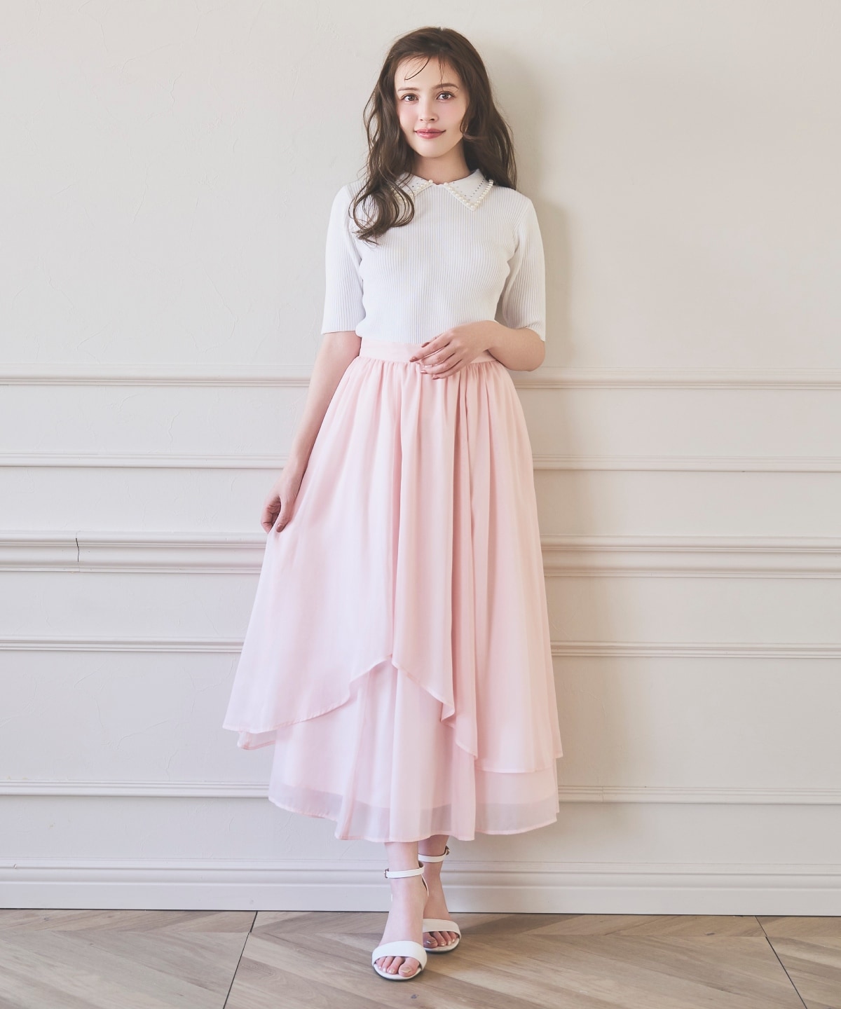 【3/19(Thu)発売】ビジューパールトリミングリブニット