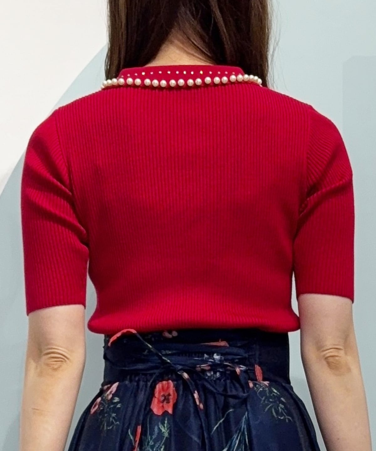 【3/19(Thu)発売】ビジューパールトリミングリブニット