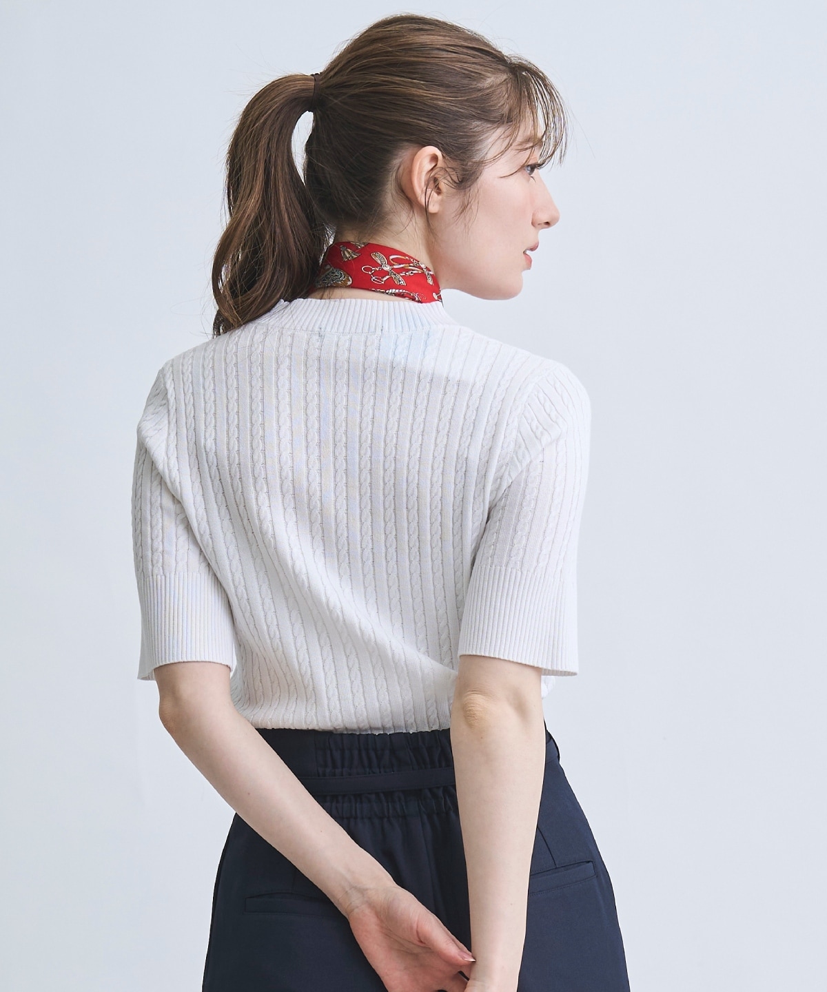 【4/10(Fri)発売】刺しゅう入りケーブニットプルオーバー