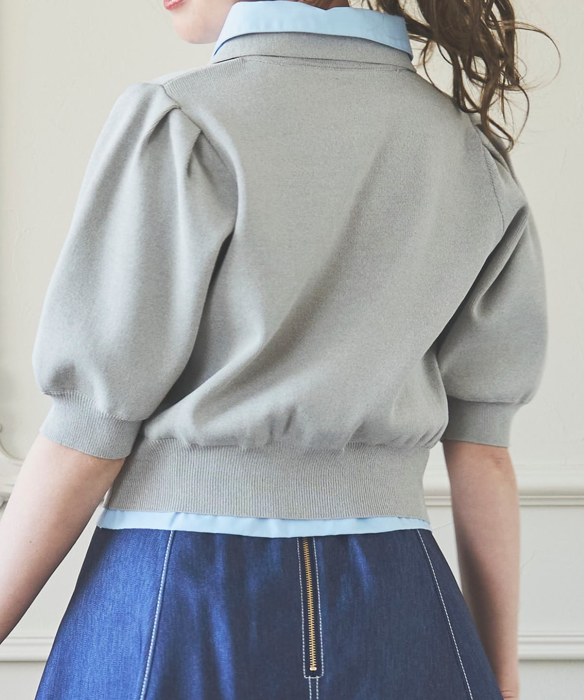 シャツレイヤードニットプルオーバー