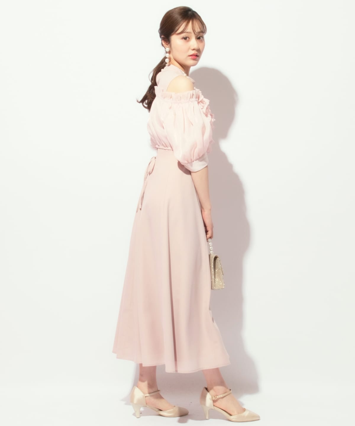 オフショル袖ボリュームドレス