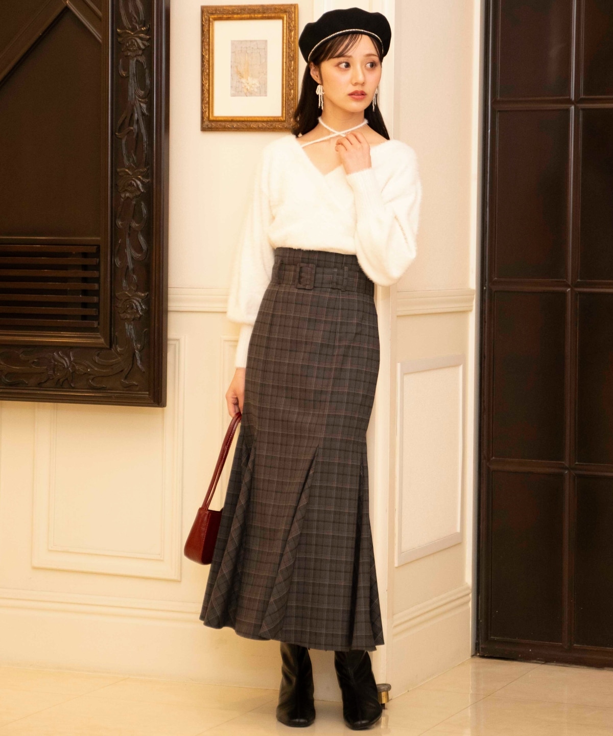 ベルト付きハイウエストマーメイドスカート