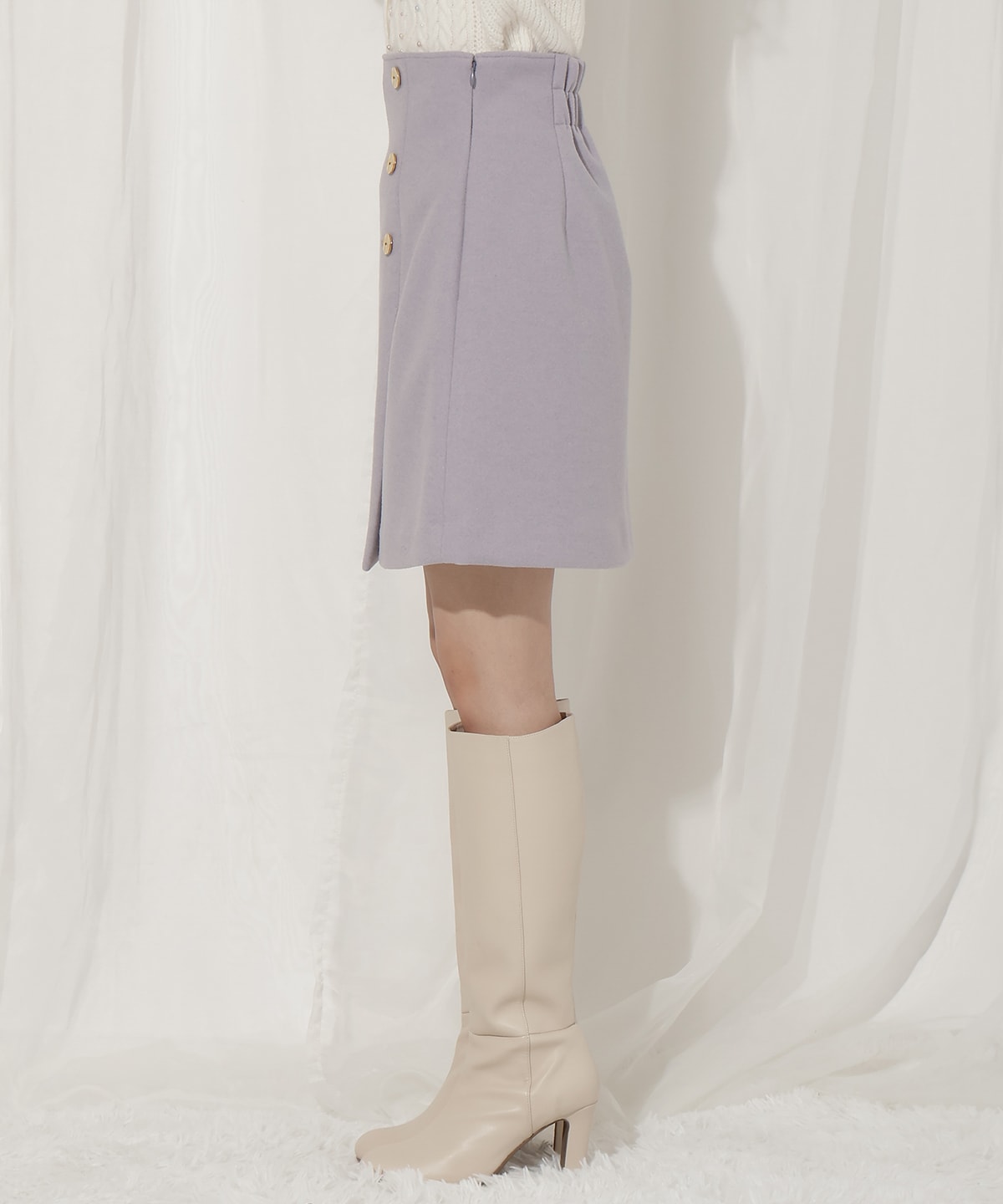 ゴールドボタンアシメミニスカート