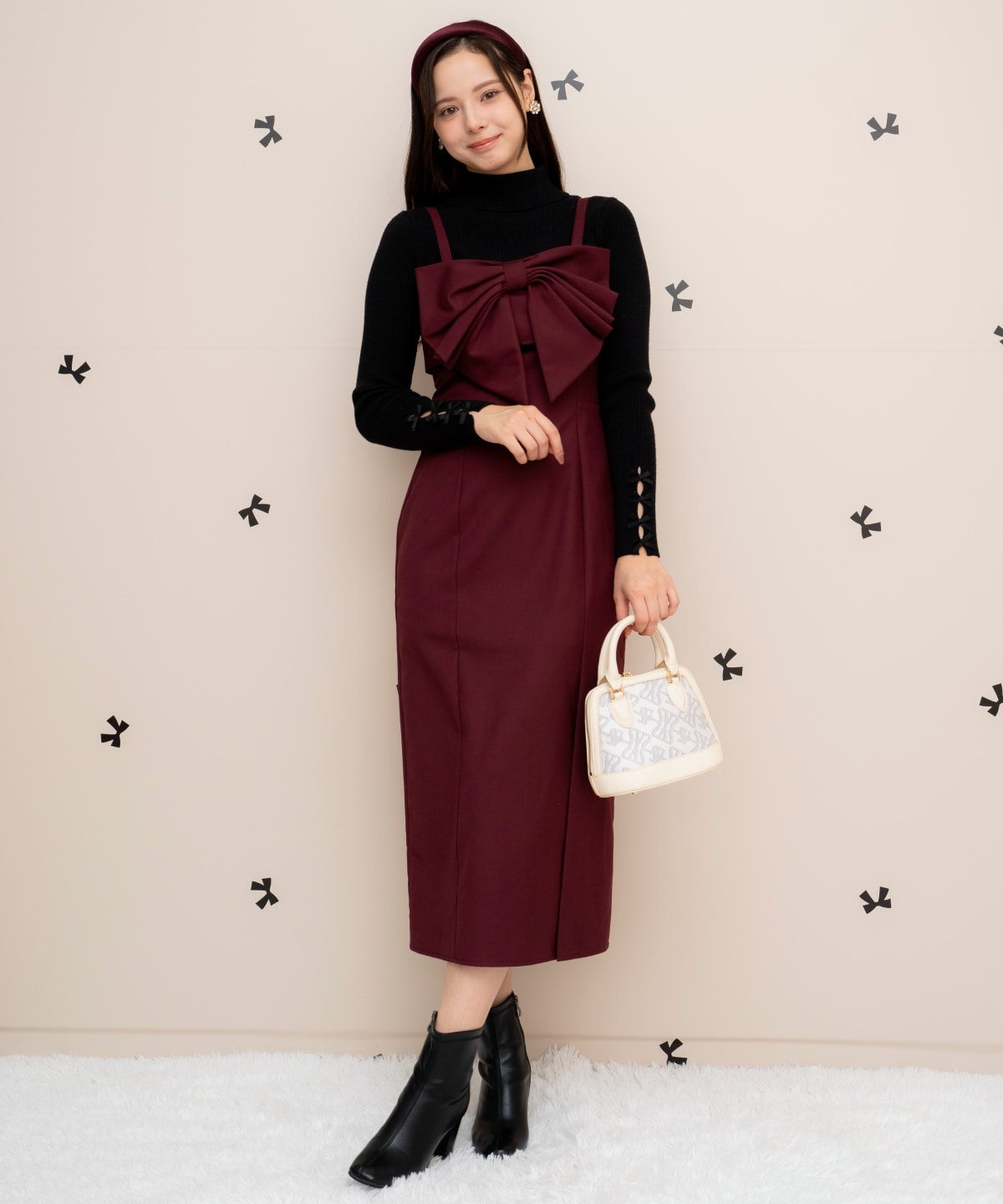 ドレープリボンIラインワンピース