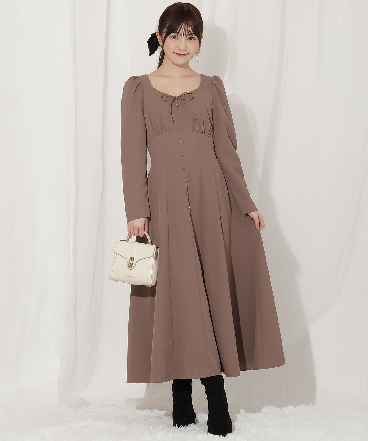 フロントボタンワンピース