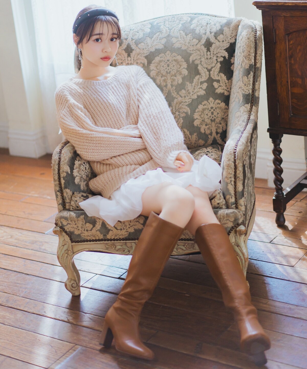 ニットプルオーバー×バルーンスカートセット