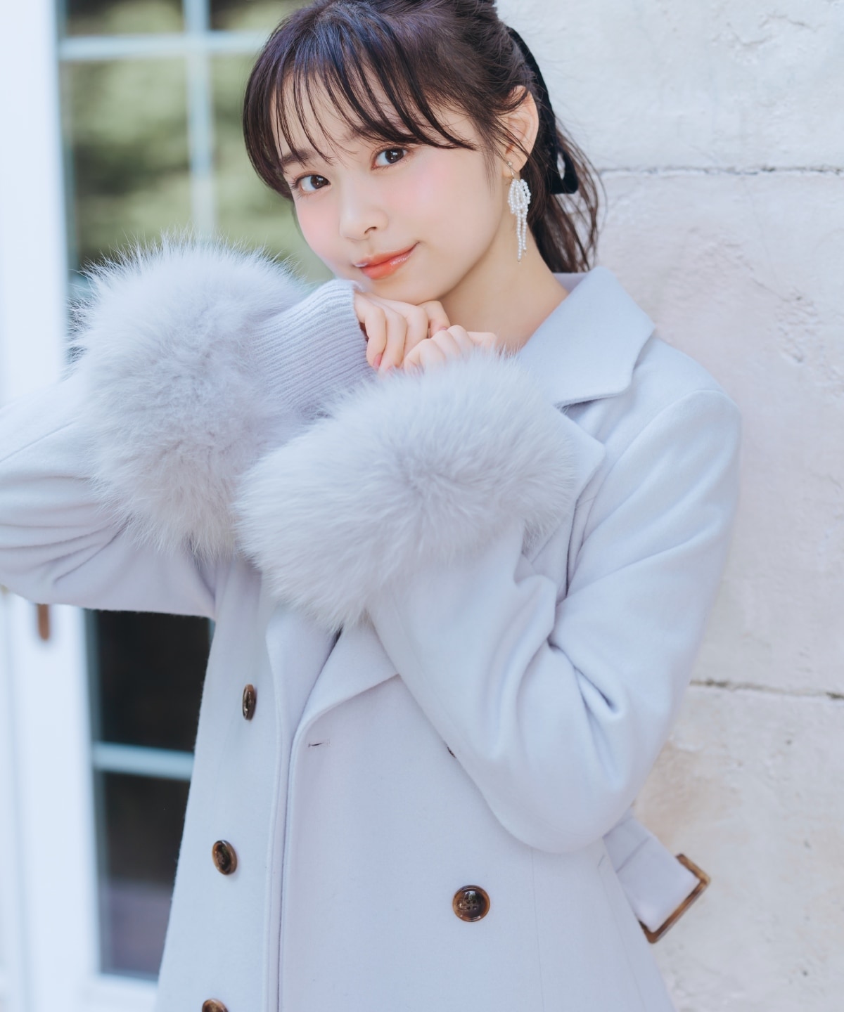 FOXファー付きウールコート