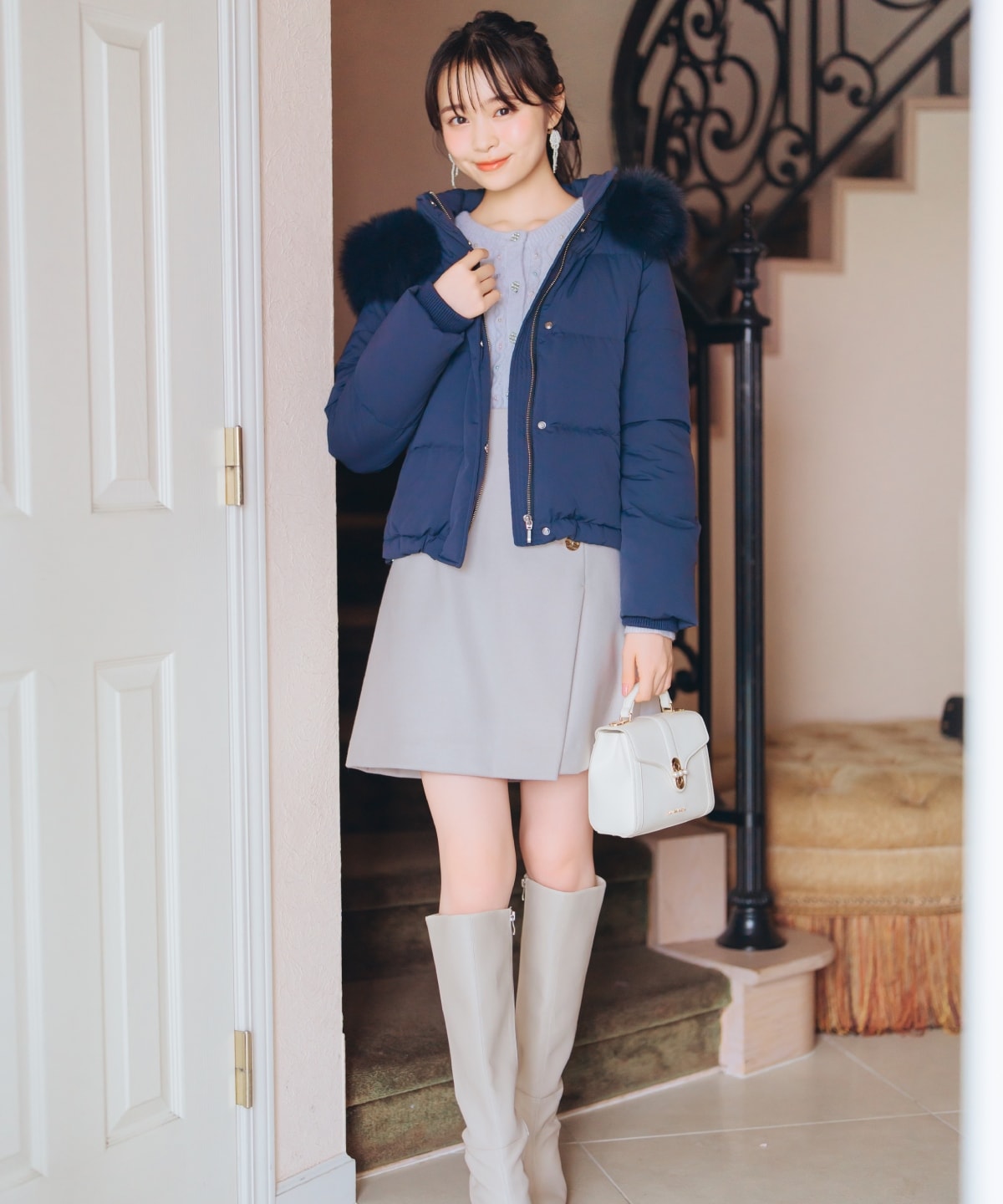 FOXファー付きショートダウン