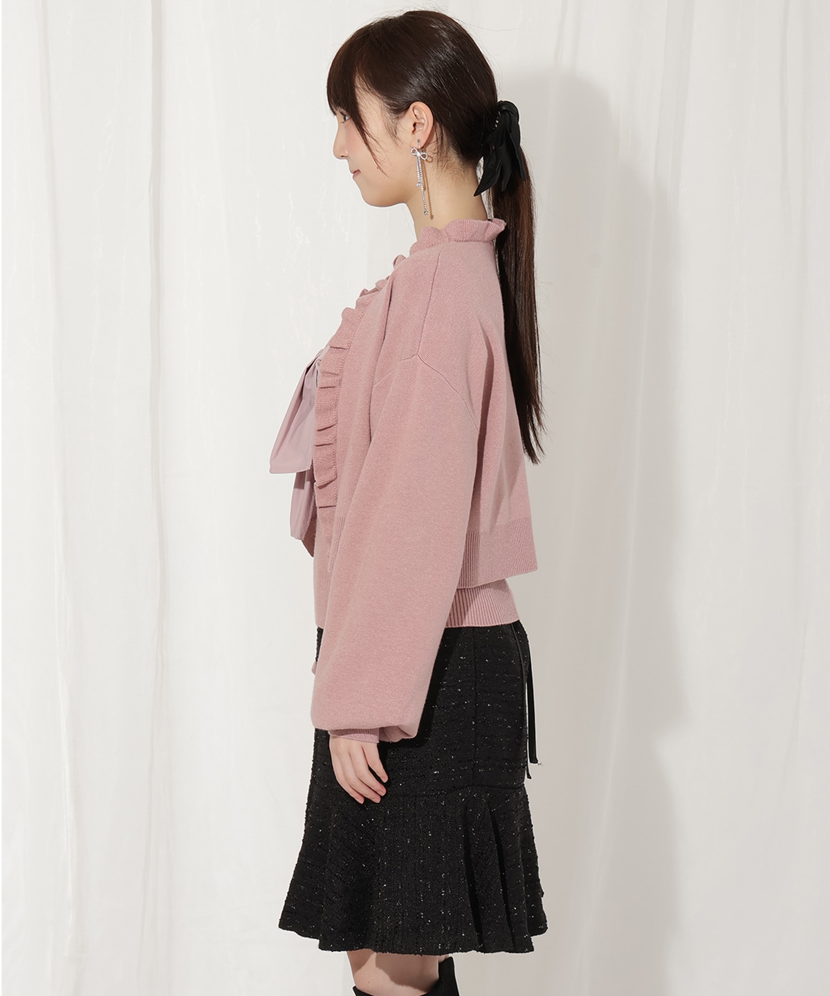 フリルカーディガン×リボンキャミセット