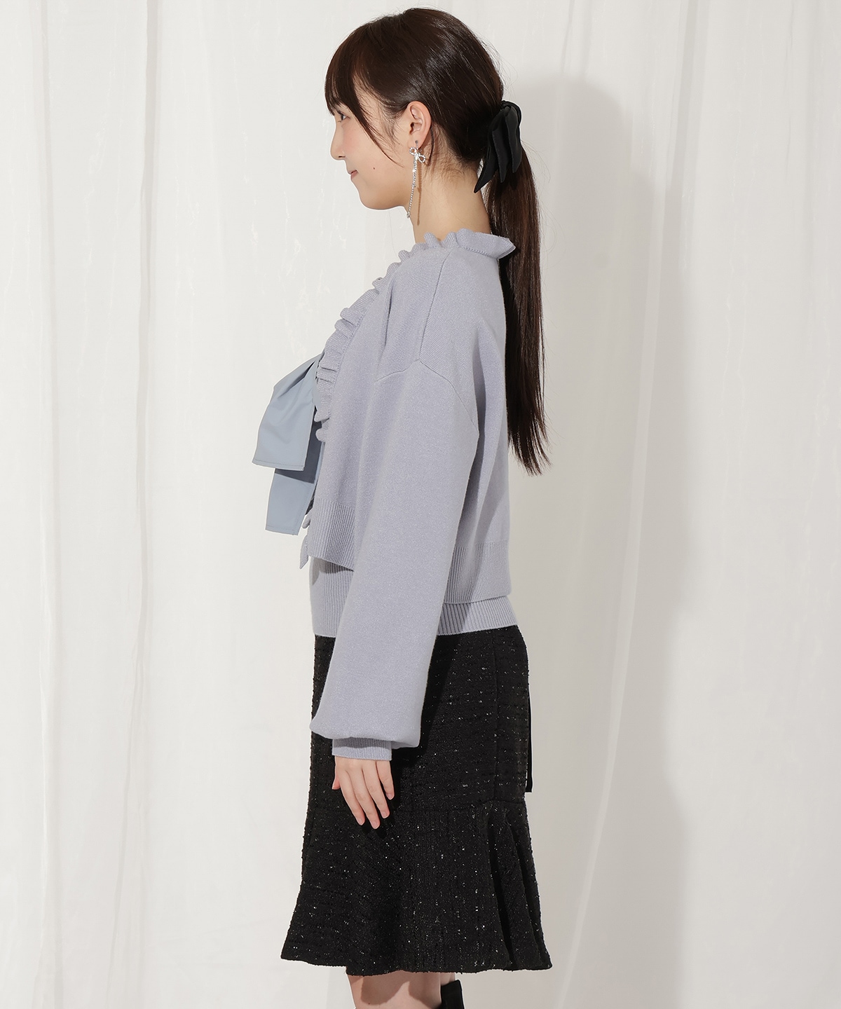 フリルカーディガン×リボンキャミセット