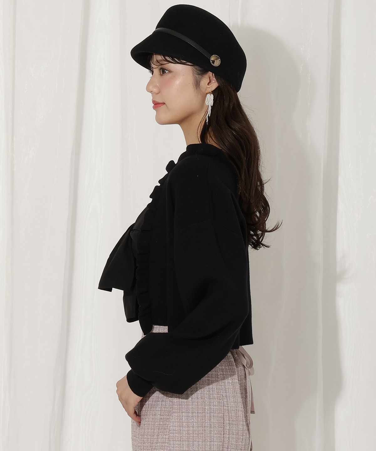 フリルカーディガン×リボンキャミセット