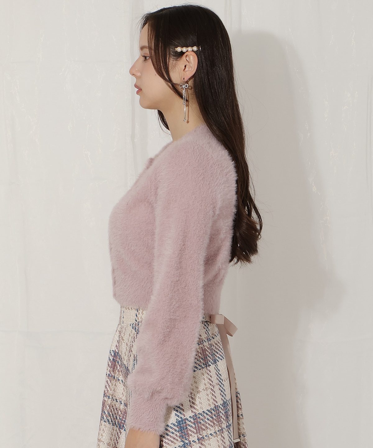 ビジュー付きラメ刺繍カーディガン