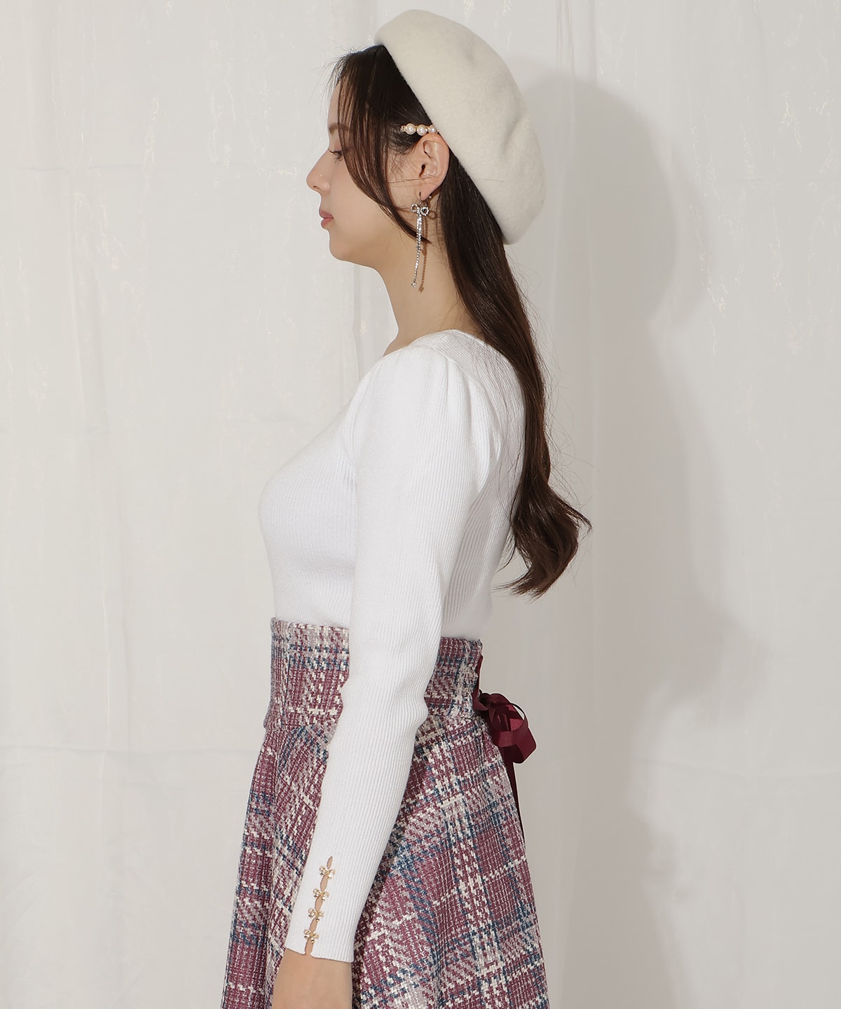 リボンスリーブ2WAYラメニット