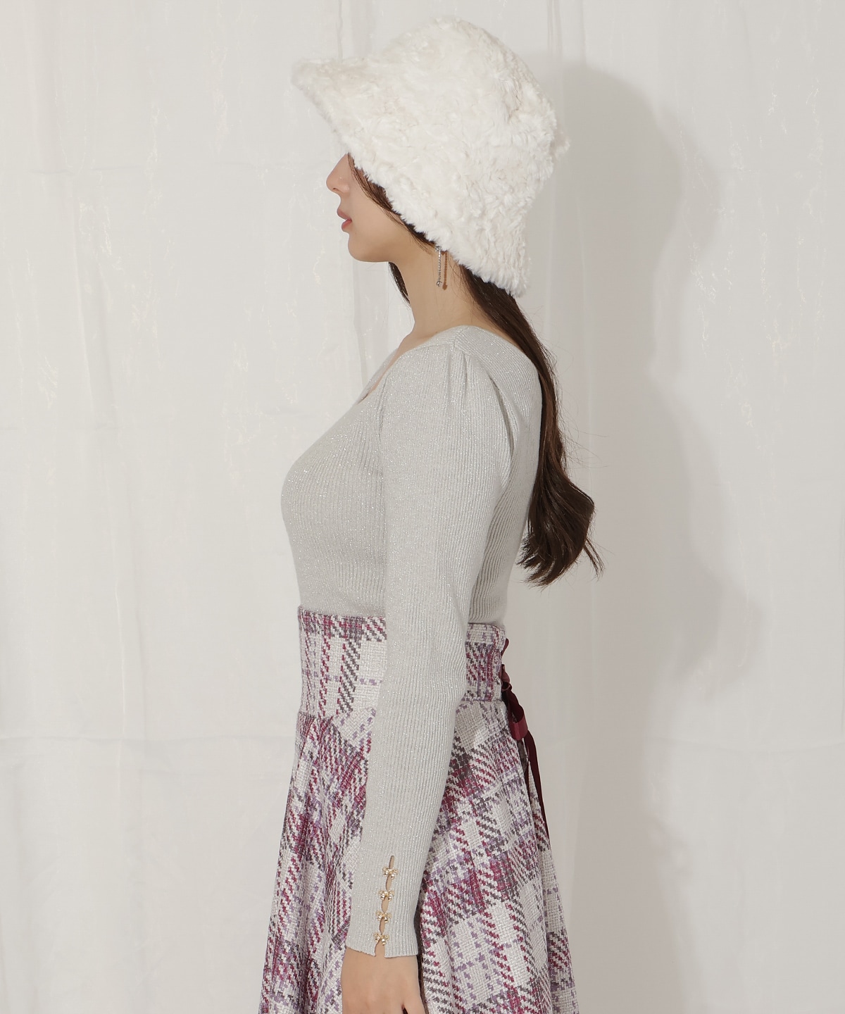 リボンスリーブ2WAYラメニット