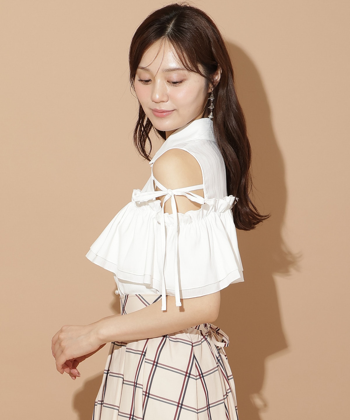 ナローリボンオフショルブラウス