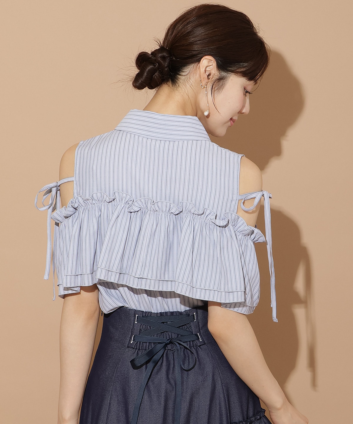 ナローリボンオフショルブラウス