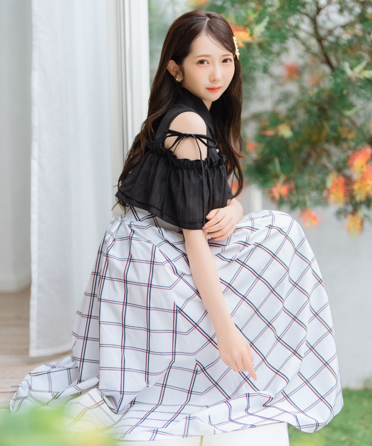 ナローリボンオフショルブラウス