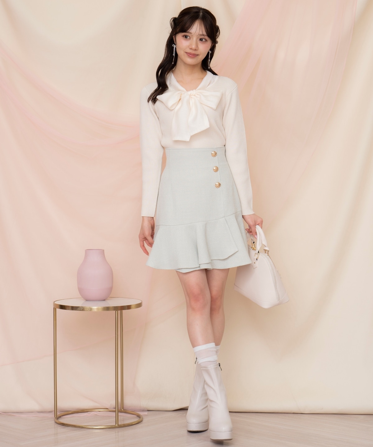 アシメヘムツイードミニスカート