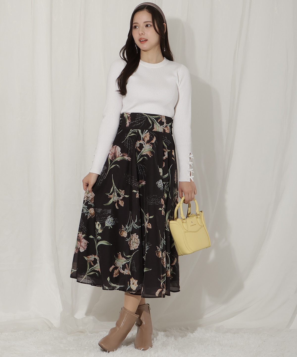 ビッグリボンシアーフラワースカート