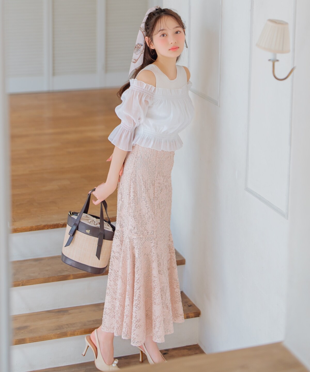 スパンコールレースマーメイドスカート