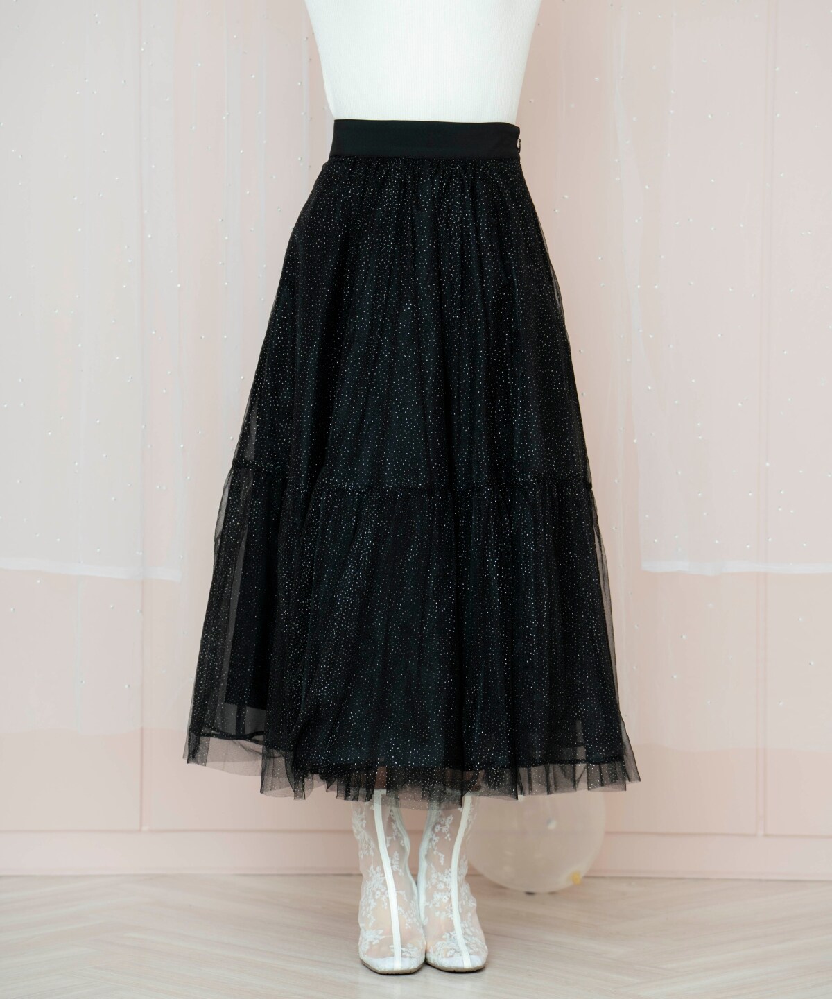 ラメチュールティアードスカート