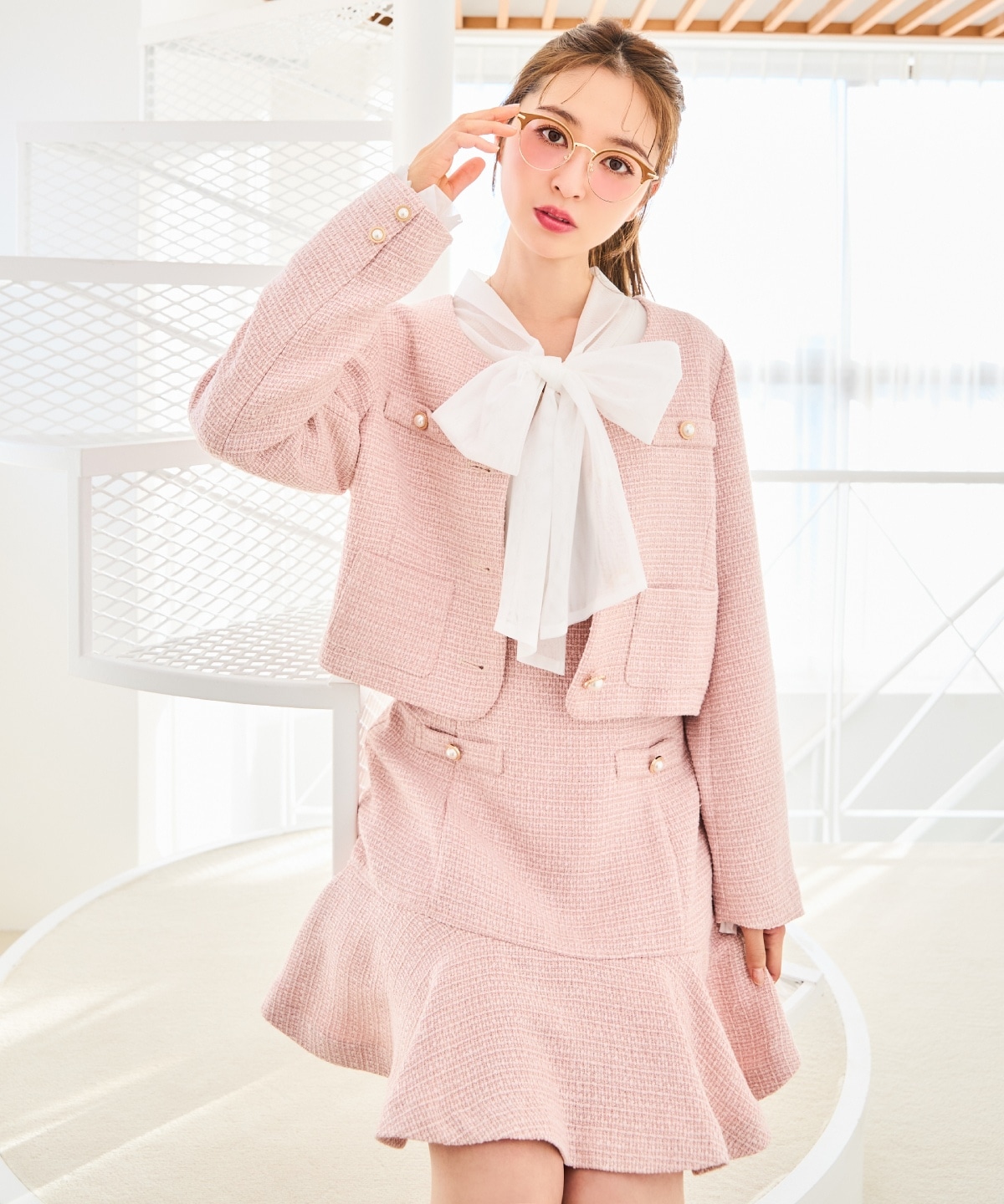 ラメツイードフレアミニスカート