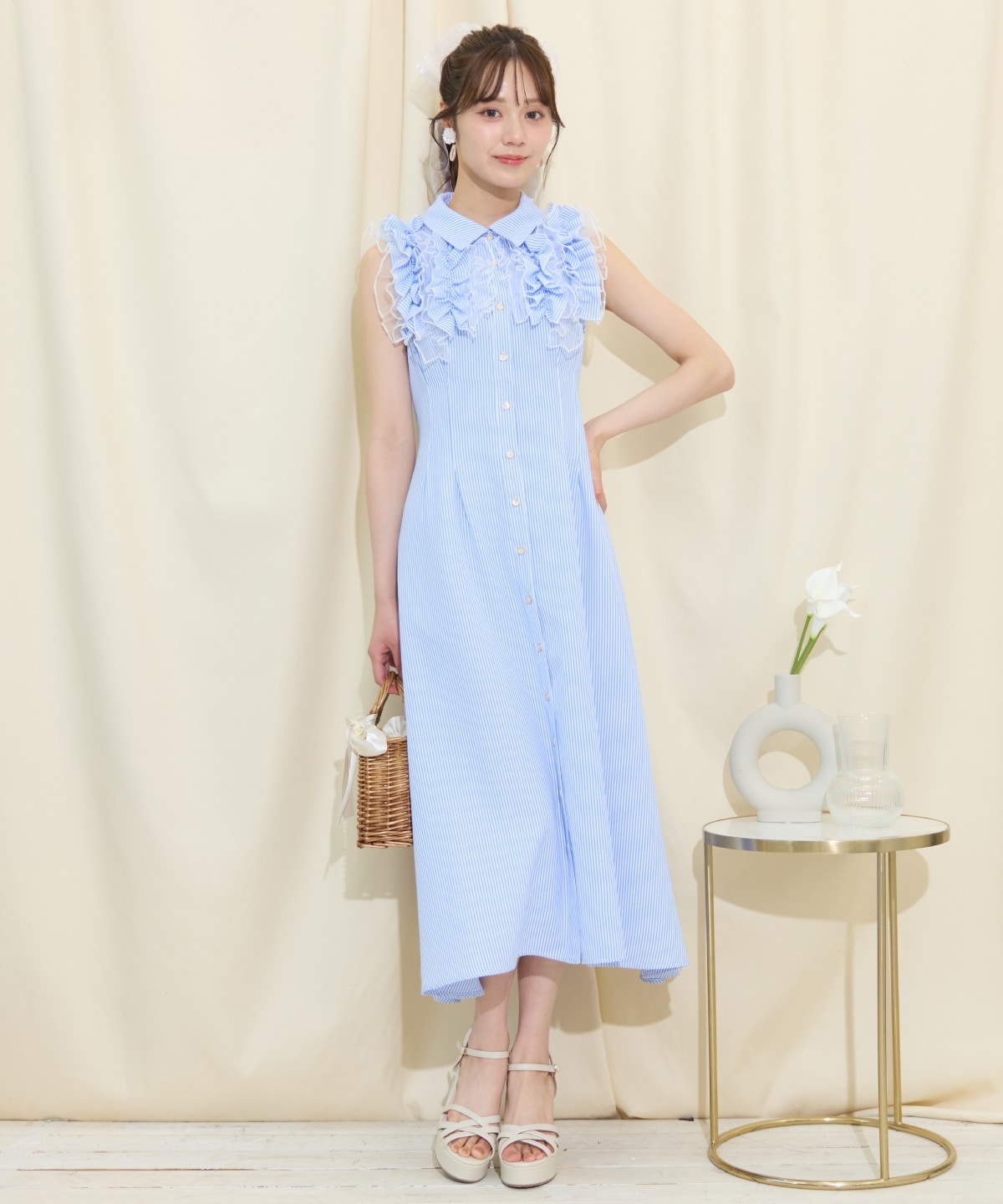 チュールフリルワンピース