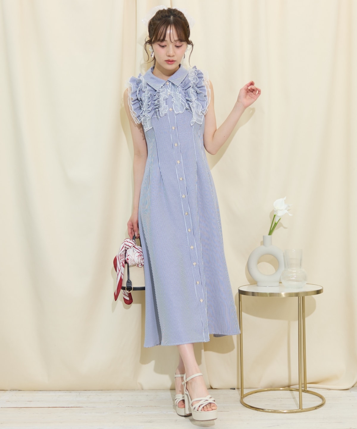 チュールフリルワンピース