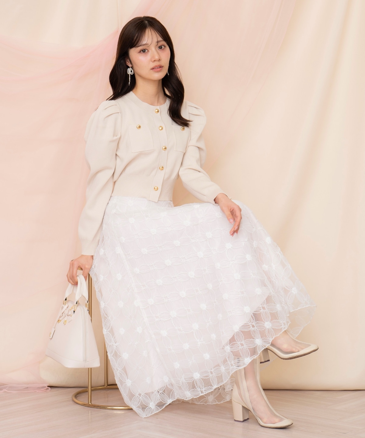 ポケットデザインタックスリーブカーディガン