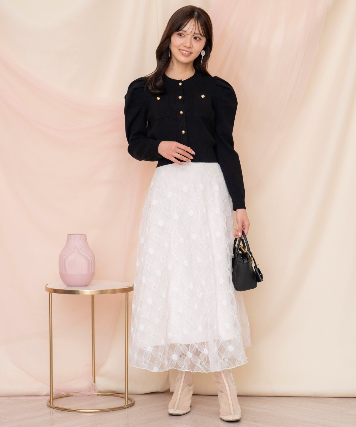 ポケットデザインタックスリーブカーディガン