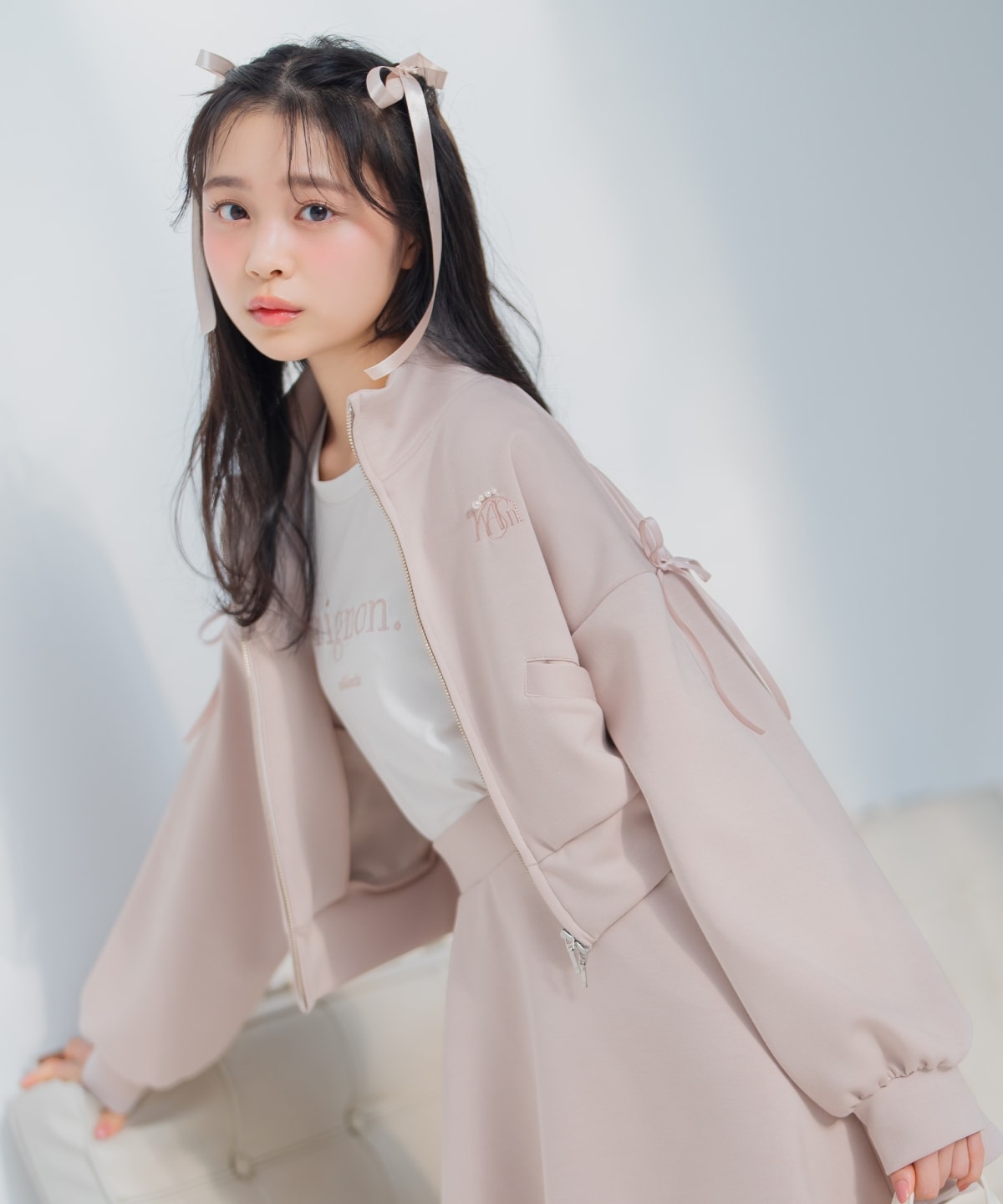 ロゴ刺繍リボントラックジャケット