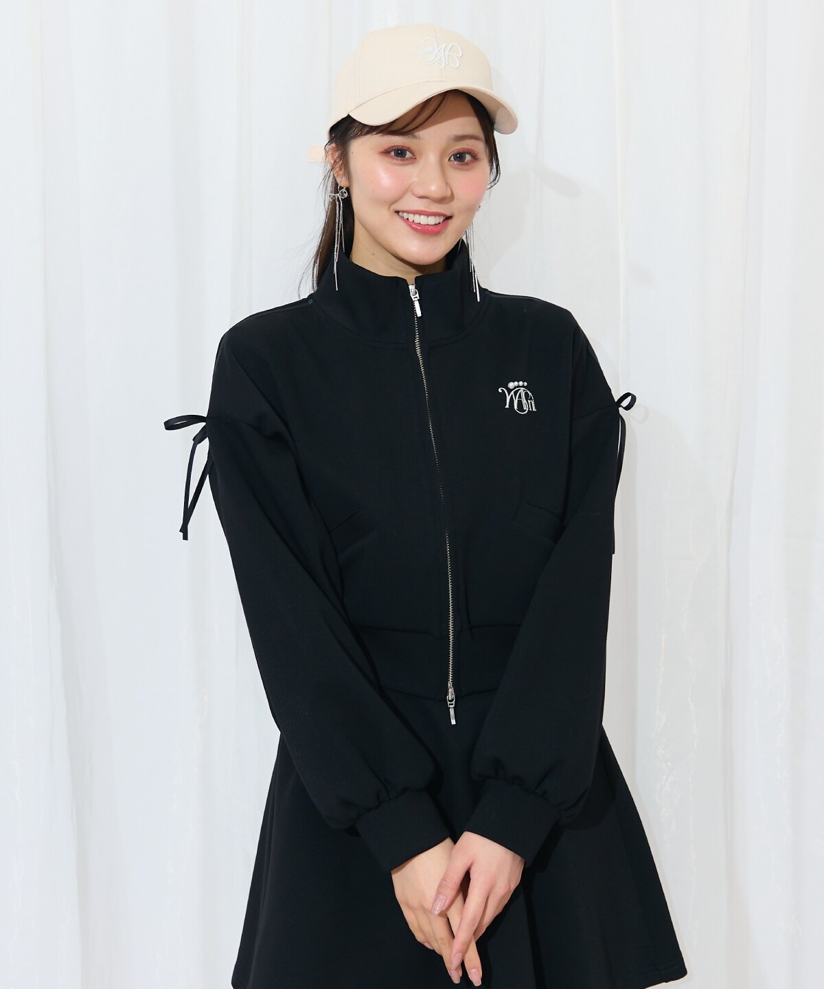 ロゴ刺繍リボントラックジャケット