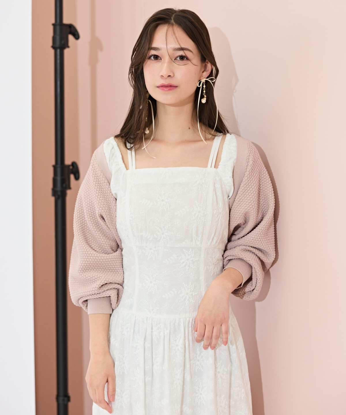 ショート丈柄編みボレロ