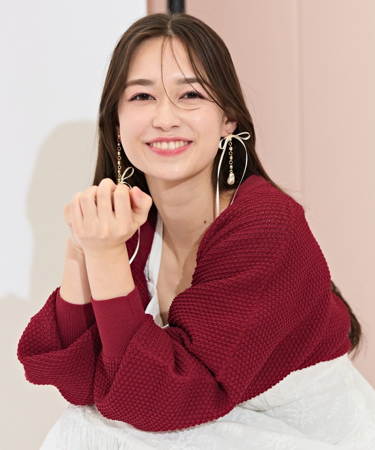 ショート丈柄編みボレロ