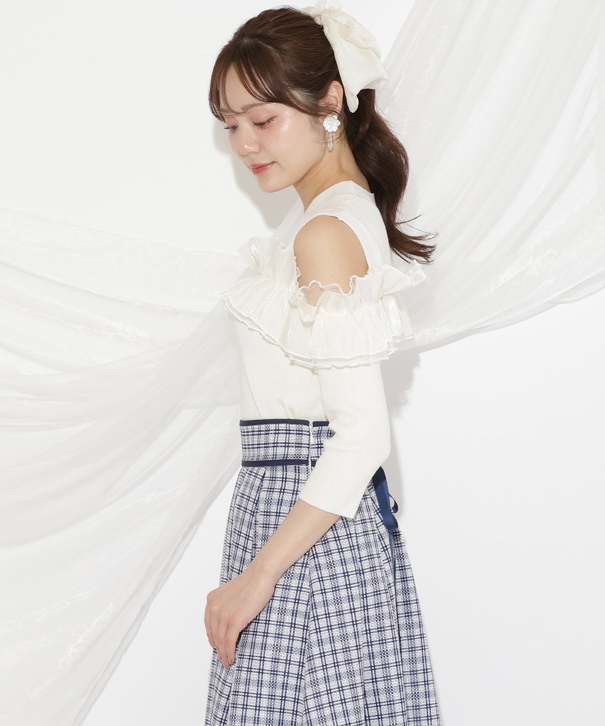 フリルドッキングリブニット