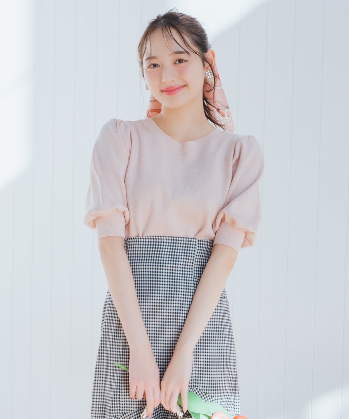 2WAYリボンラメニットプルオーバー