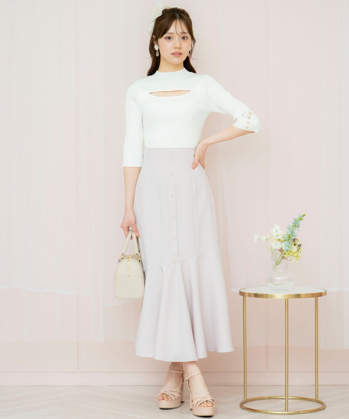 デコルテオープンハイネックプルオーバー