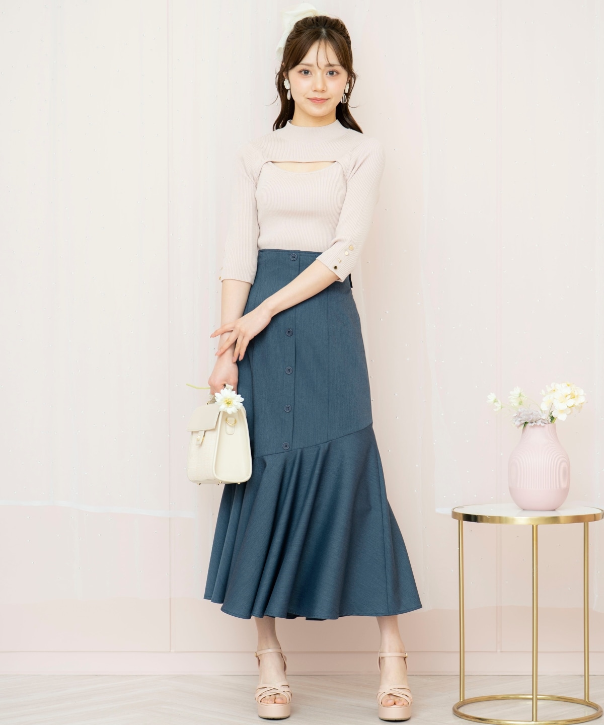 デコルテオープンハイネックプルオーバー