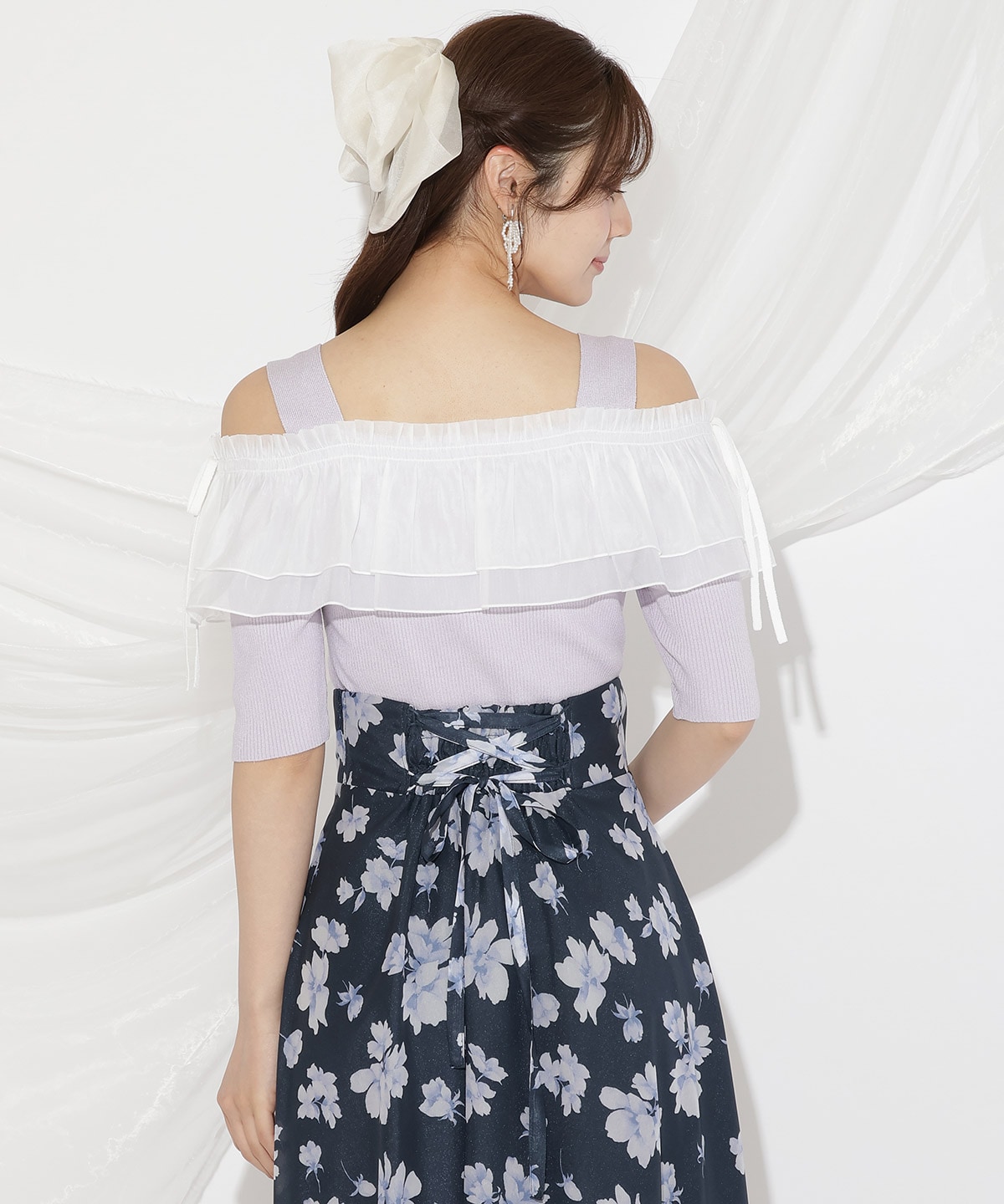 シアーボリュームフリルニットプルオーバー