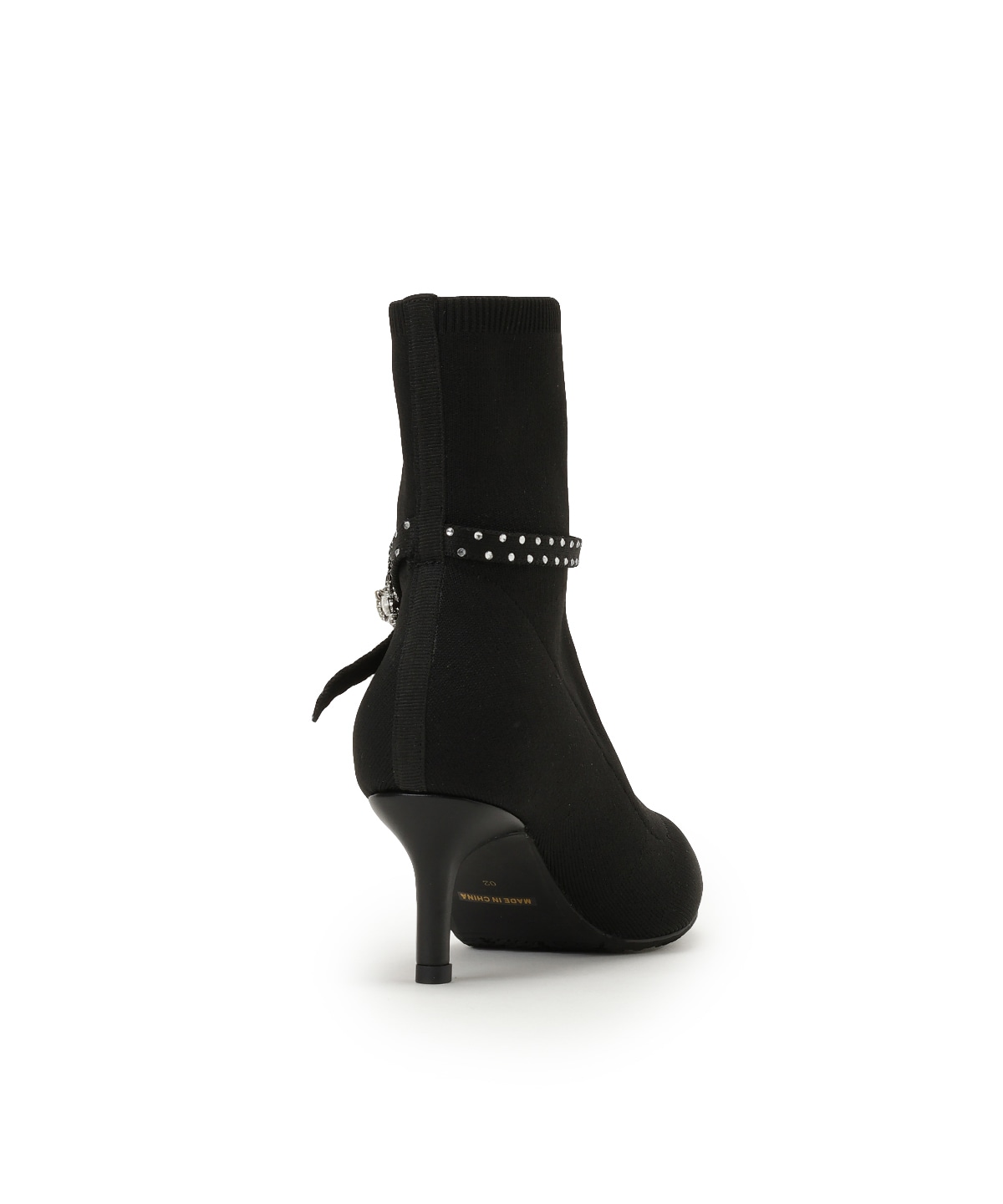 ビジューブローチ付きソックスブーツ