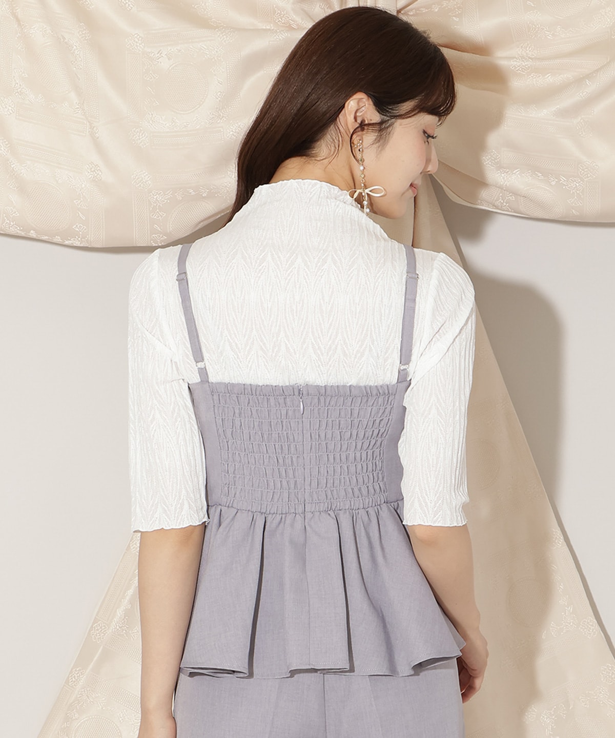 リボンペプラムビスチェ