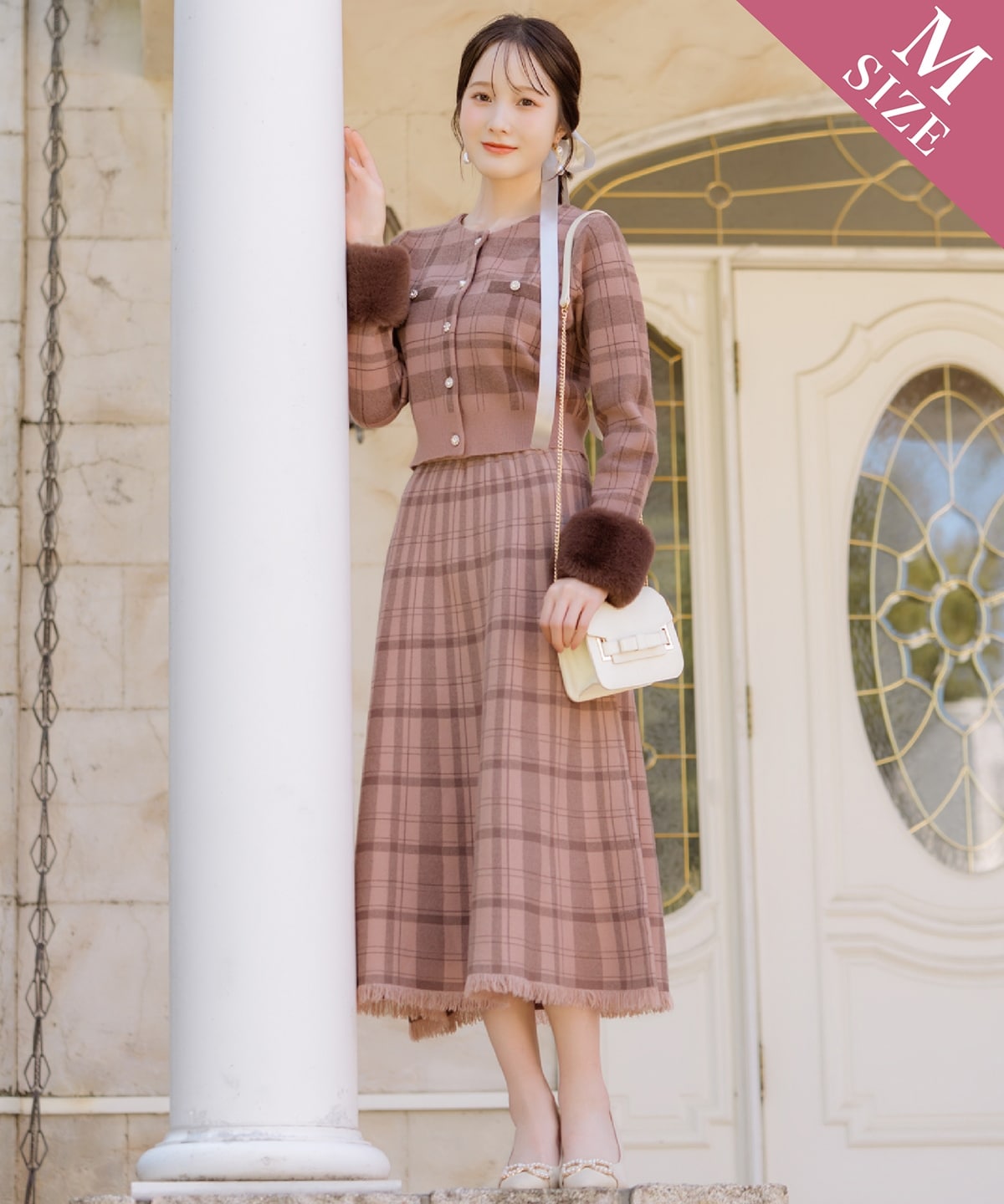 【10/17(fri)12時発売】チェック柄ニットフレアスカート