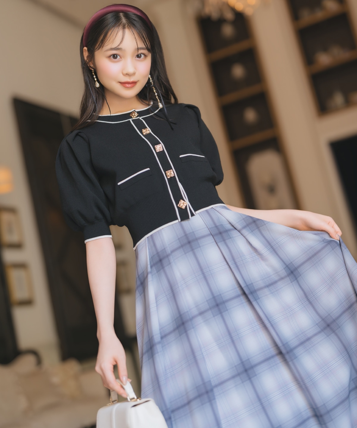 オリジナルチェックタックフレアスカート