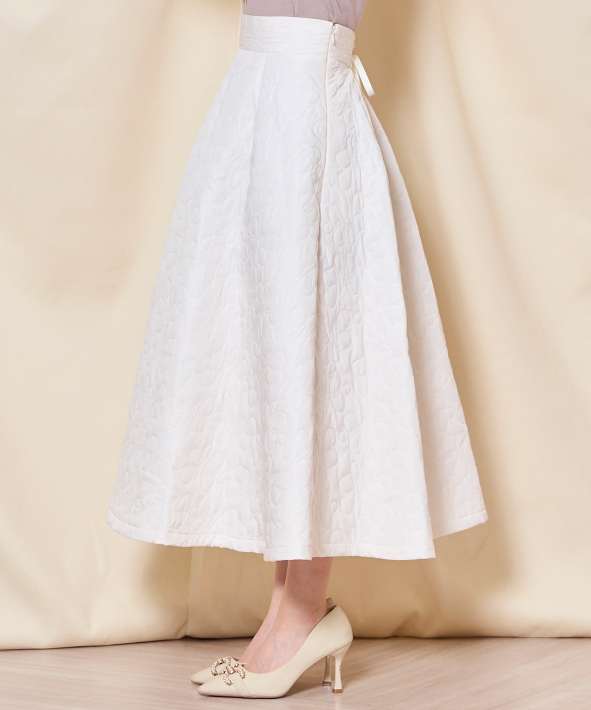 キルティングボリュームフレアスカート