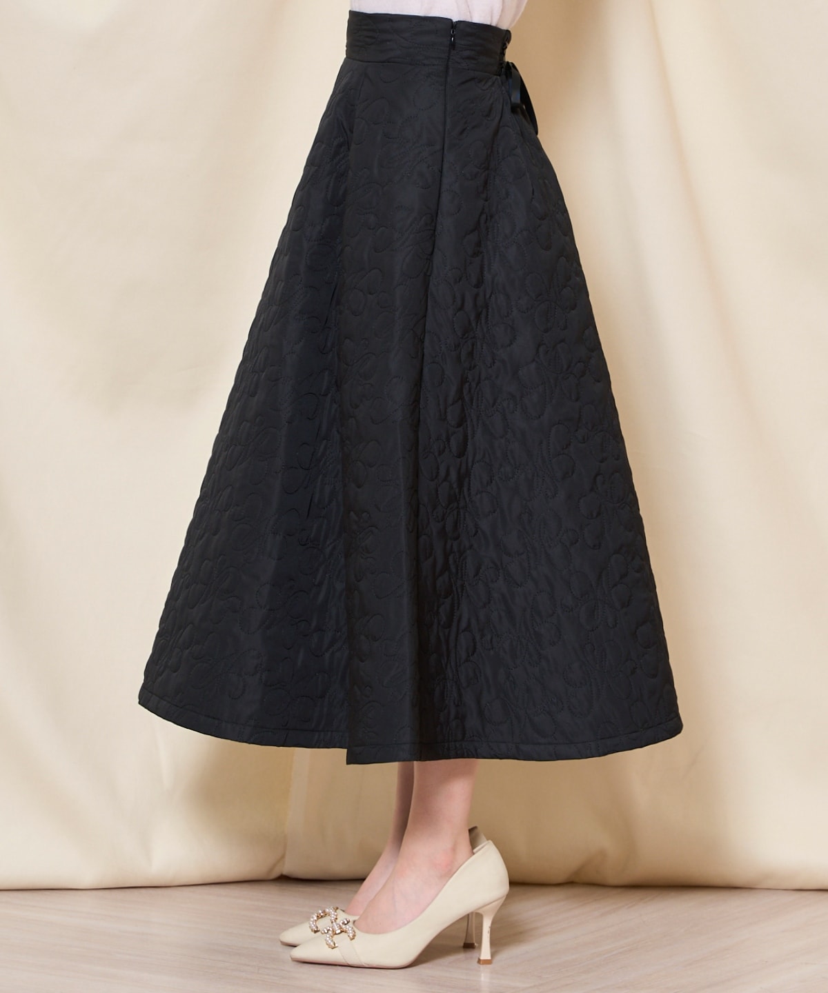 キルティングボリュームフレアスカート