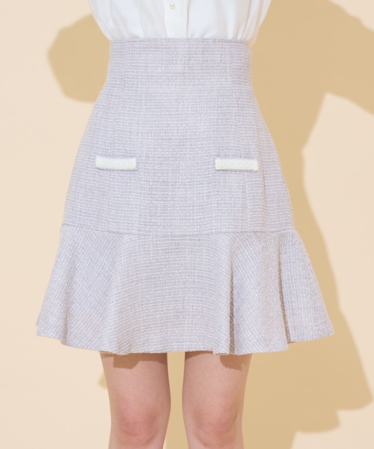ブレードデザインツイードミニスカート