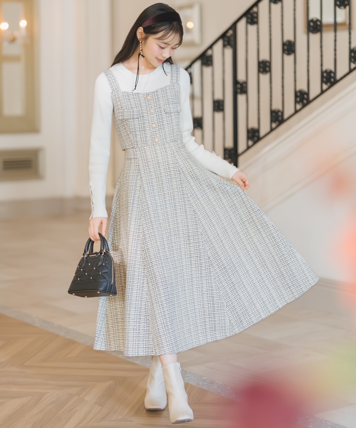 ツイードフレアスカートセットアップ2色 ツイードセットアップシリーズ】ツイードフレアスカート(F