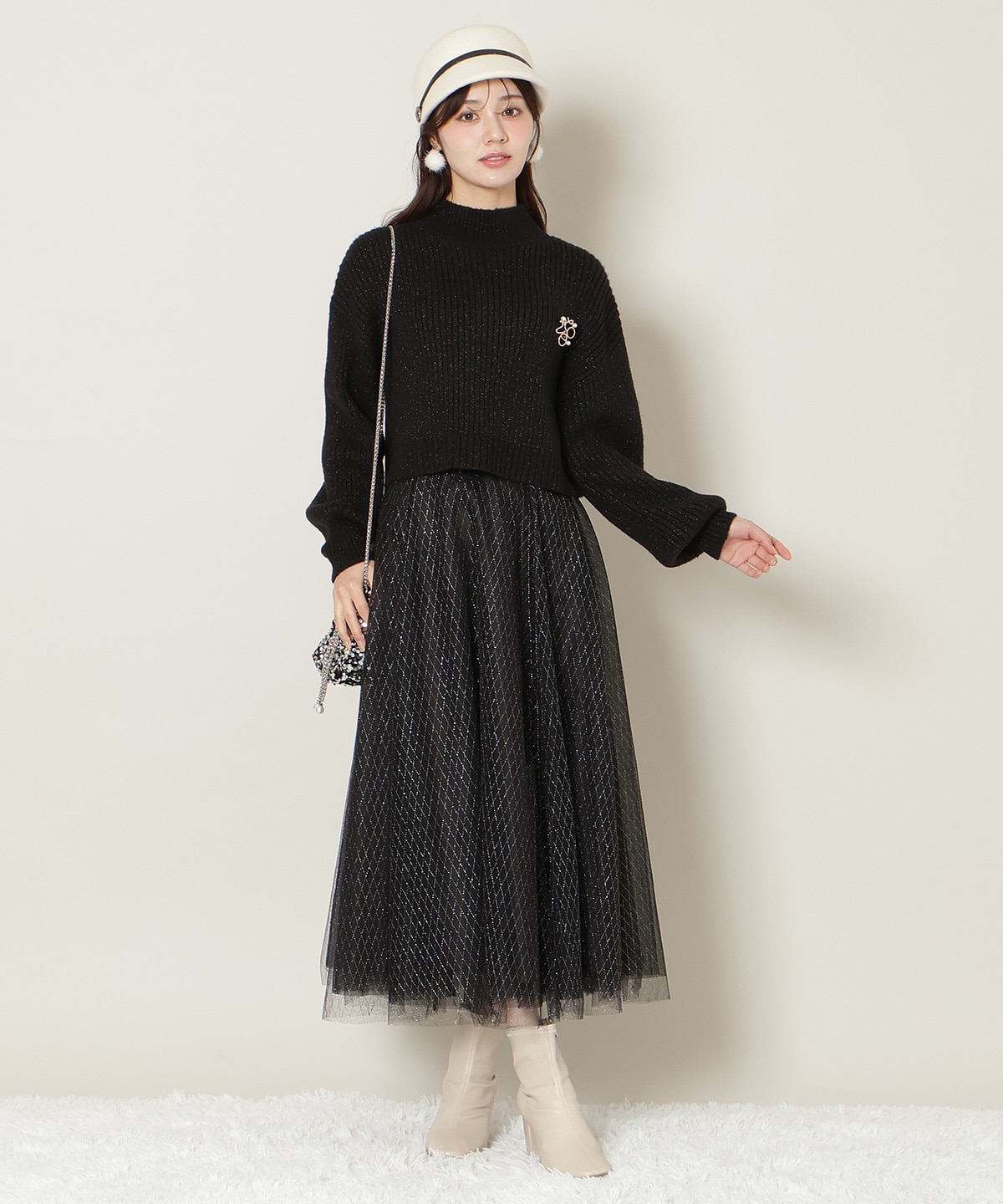 【12/5(fri)10時発売】ラメチュールボリュームスカート